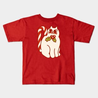 Cat With the Candy Cane Tail Kids T-Shirt